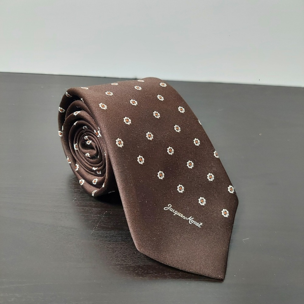 Vintage McGregor Tie Mens Brown Polyester Floral Jacques‎ Monet Made In USA